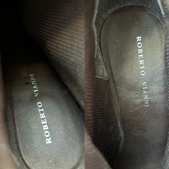 Roberto Vianni Brown Leather Printed Heeled Slouchy Ankle  Boots - Picture 11 of 15